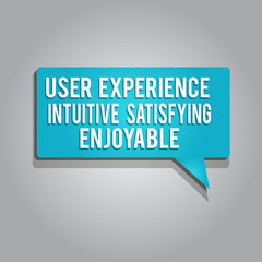 Word writing text User Experience Intuitive Satisfying Enjoyable. Business concept for Customer feedback checklist.