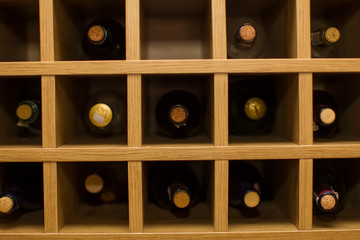 wine rack with bottles