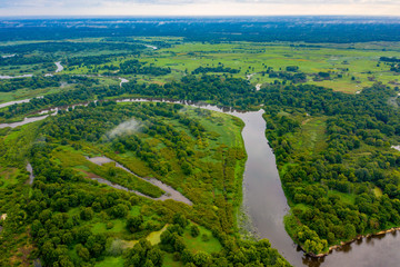 Pripyat river in Belarus from the air