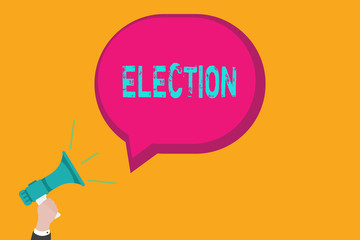 Handwriting text writing Election. Concept meaning formal and organized choice by vote demonstrating for political office.