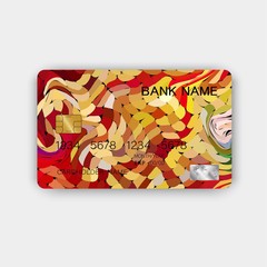 Obraz premium Colorful credit card design. With inspiration from abstract. On white background. Glossy plastic style.