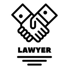 Lawyer handshake icon. Outline lawyer handshake vector icon for web design isolated on white background