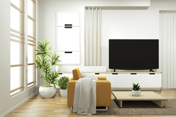 cabinet in zen modern empty room minimal designs, 3d rendering