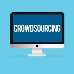 Conceptual hand writing showing Crowdsourcing. Business photo showcasing Obtaining work information from a large group of showing.