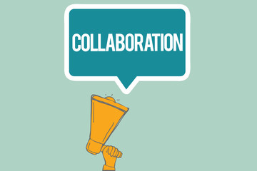 Conceptual hand writing showing Collaboration. Business photo text Action of working with someone to produce something Help.