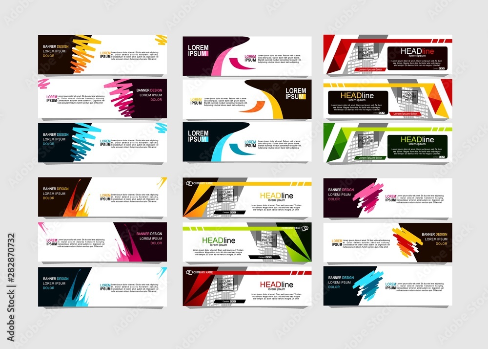 Wall mural bundle of 18 vector abstract design banner web template.
