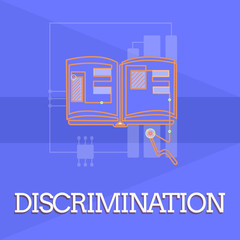 Writing note showing Discrimination. Business photo showcasing Prejudicial treatment of different categories of showing.