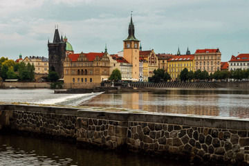 Fototapeta na wymiar Prague old city panorama over the river.