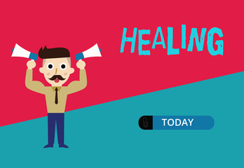 Conceptual hand writing showing Healing. Business photo showcasing process of making or becoming sound or healthy again Helping injured.