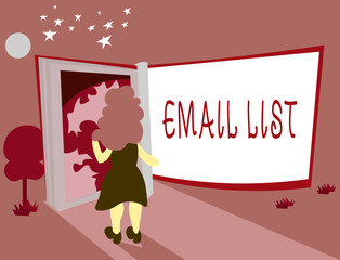 Conceptual hand writing showing Email List. Business photo showcasing Contacts information to send electronic correspondence newsletter.
