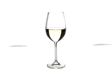 Glass with white wine isolated on white background