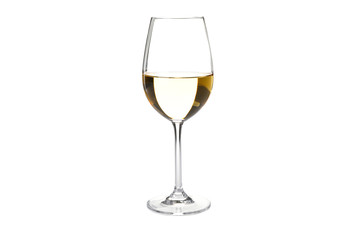Glass with white wine isolated on white background