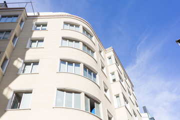 Building of apartments and offices at the city town, urban view of the landscape