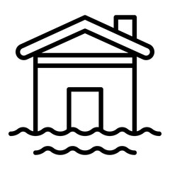 House water flood icon. Outline house water flood vector icon for web design isolated on white background