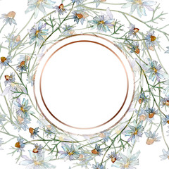 Wildflowers floral botanical flowers. Watercolor background illustration set. Frame border ornament square.