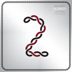 Modern number two template, design the rope to be a alphabet, Vector