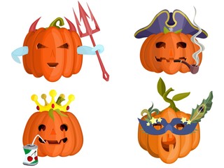 Halloween pumpkin selection of funny vegetables