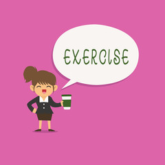 Writing note showing Exercise. Business photo showcasing activity requiring physical effort carried out sustain health.