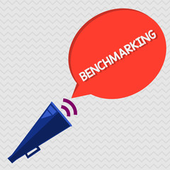 Conceptual hand writing showing Benchmarking. Business photo showcasing Evaluate something by comparison with a standard Strategy.