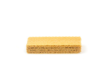 Crispy cream chocolate flavored wafer snack isolated on white background. 