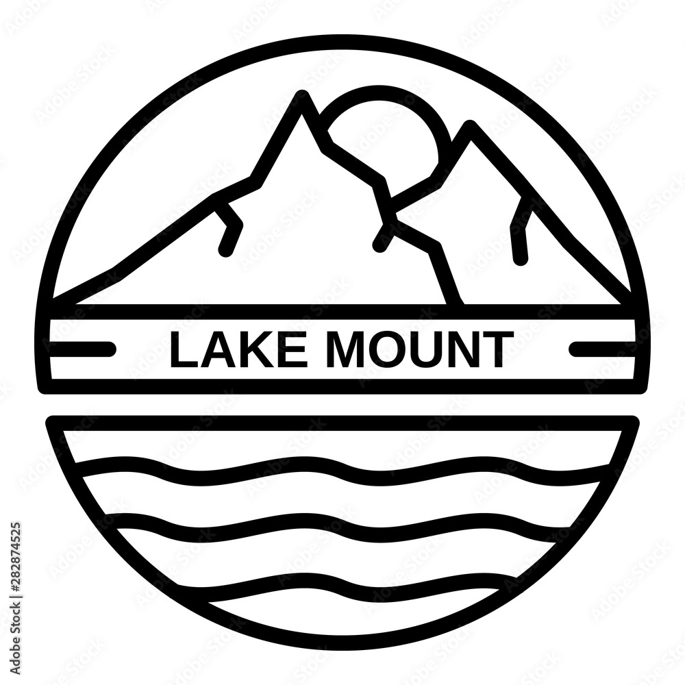 Wall mural Lake mount logo. Outline lake mount vector logo for web design isolated on white background - Wall murals