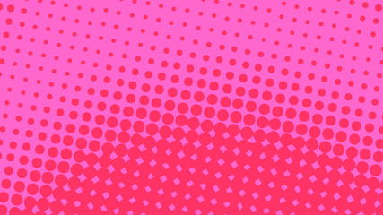 Magenta and pink retro comic pop art background with haftone dots design. Vector clear template for banner or comic book design, etc