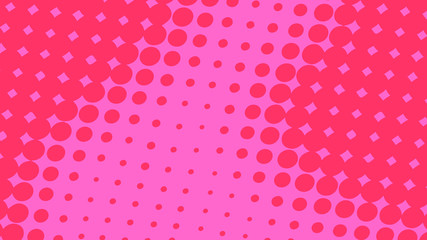 Magenta and pink pop art background in retro comic style with halftone dots design with white lines