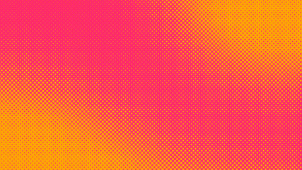 Orange and magenta pop art background in retro comic style with halftone dots, vector illustration of backdrop with isolated dots