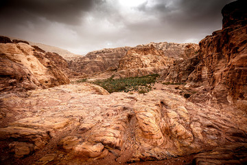 detail of limestone rocks in the Petra
