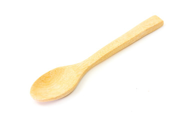 Wooden spoon isolated on white background.