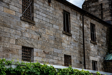 Fototapeta na wymiar Windows with bars in a penitentiary