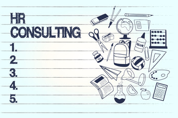 Conceptual hand writing showing Hr Consulting. Business photo text Specialist advice and services provided by a third party.
