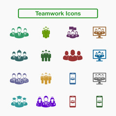 Teamwork Icon set. Flat style vector EPS.