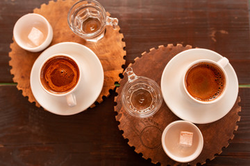 Turkish coffee served with turkish delight lokum