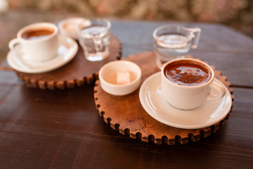 Turkish coffee served with turkish delight lokum