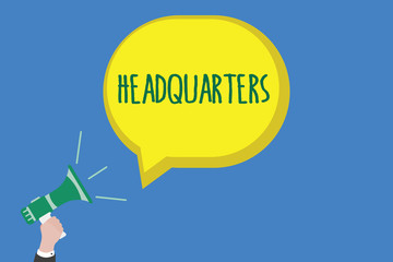 Writing note showing Headquarters. Business photo showcasing Main offices Premises occupied by a military comanalysisder.