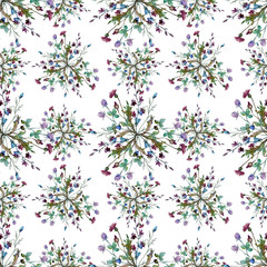 Obraz premium Wildflowers floral botanical flowers. Watercolor background illustration set. Seamless background pattern.