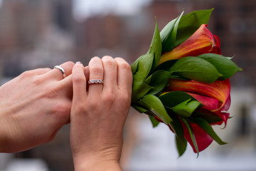 Just married in a roof top in Manhattan