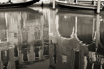 The beautiful Venice in reflections (black and white), Italy