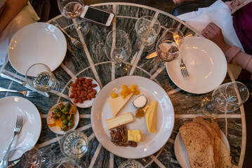 Appetizers on a table after a wedding
