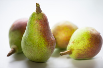 Pears on a white background close-up.