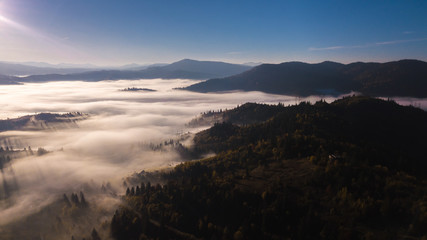 Majestic sunrise in the mountains landscape