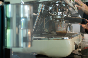 espresso coffee maker machine in cafe