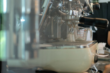 espresso coffee maker machine in cafe