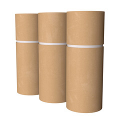 Kraft paper cardboard tube package mock up. 3d render isolated on white background.