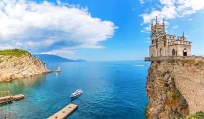 The Swallow Nest and the harbour in the Black Sea, Crimea, Ukraine