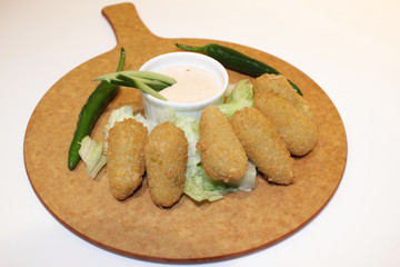 Finger food plate with fresh mozzarella sticks