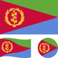 State of Eritrea. National flag. Correct proportions, wave, round. Abstract concept, icon set.