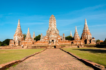 Fototapeta premium Old Temple Wat Chaiwatthanaram of Ayutthaya Province( Ayutthaya Historical Park )Asia Thailand