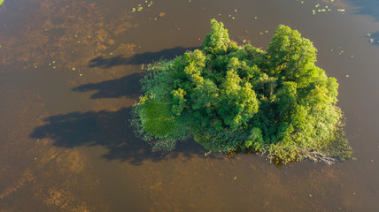 Aerial landscape - cereal fields after the harvest